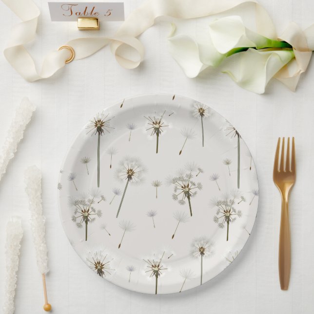 Löwenzahn-Wildblumenmuster Pappteller (Hochzeit)