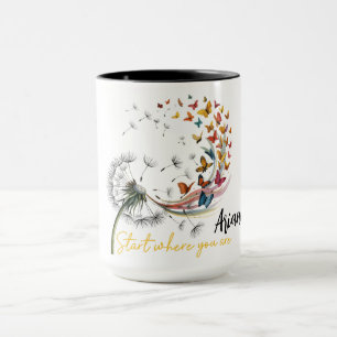Löwenzahn zu Schmetterlingsdesign Tasse