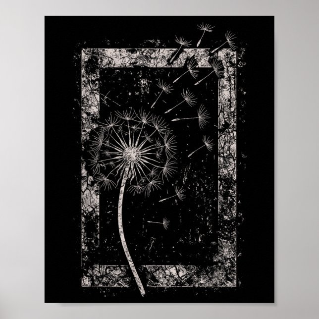 Löwenzahnblume Grunge Alt Alternative Goth Gothi Poster (Vorne)