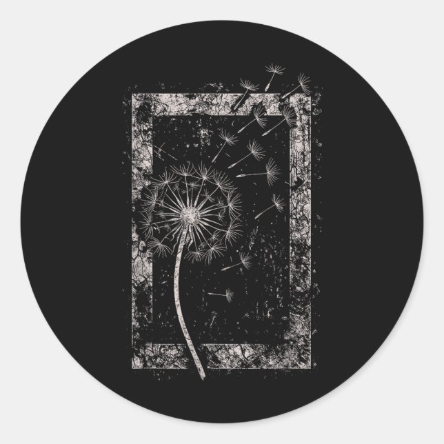 Löwenzahnblume Grunge Alt Alternative Goth Gothi Runder Aufkleber (Vorderseite)