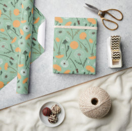 Löwenzahnblüten Orangefarbenes Blumenmuster Geschenkpapier