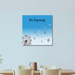 Löwenzahnsamen fliegen in den Himmel Neue Anfänge Poster