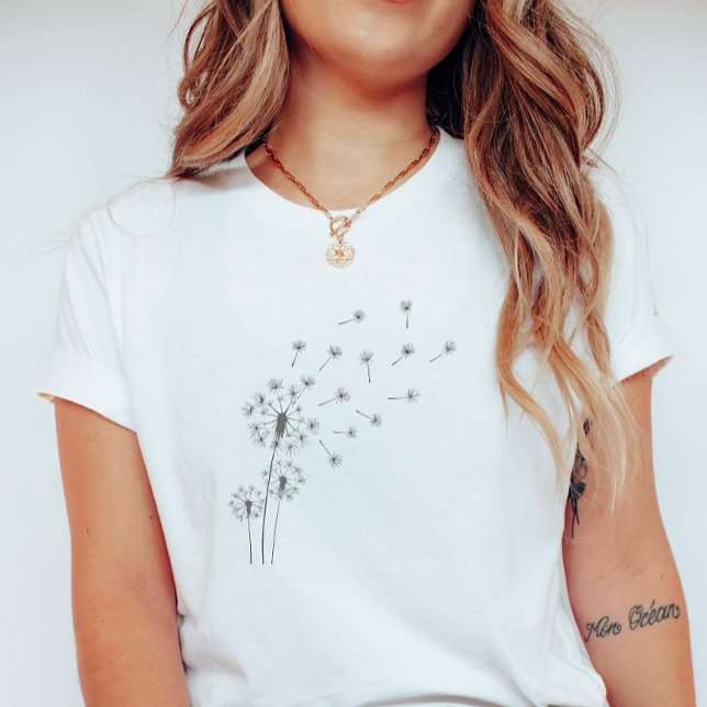 Löwenzahnwind; Whimsical Sommerblumen T-Shirt (Von Creator hochgeladen)