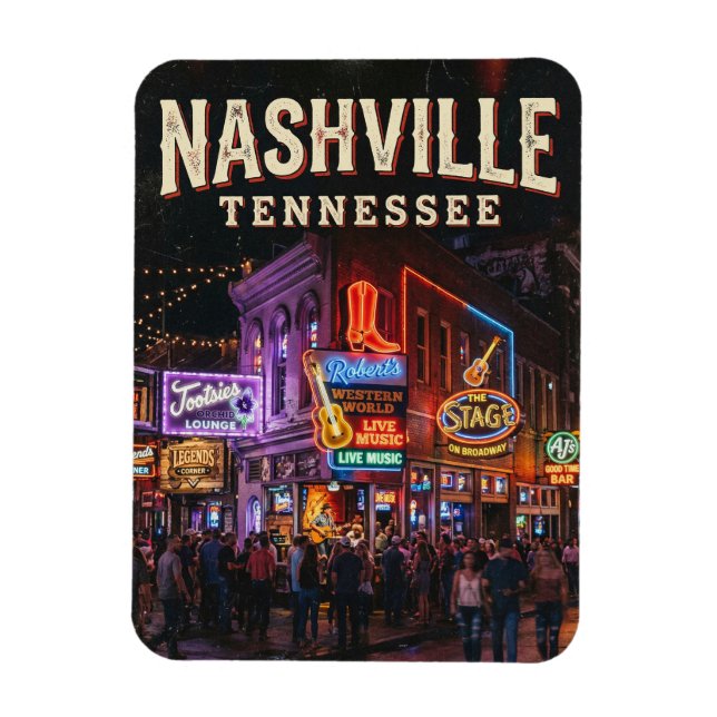 Lower Broadway Honky-Tonks USA Magnet (Vertikal)