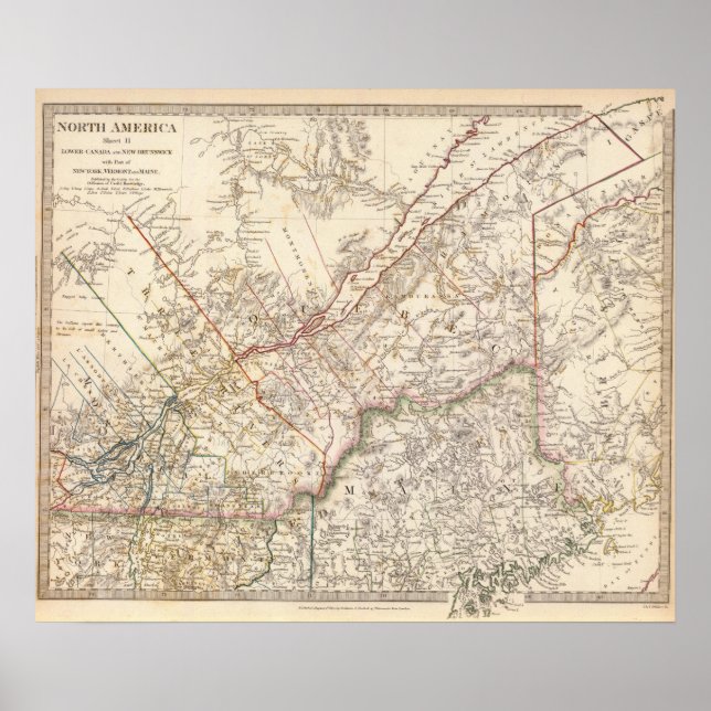 Lower Canada, NB, NY, Vt, Maine Poster (Vorne)