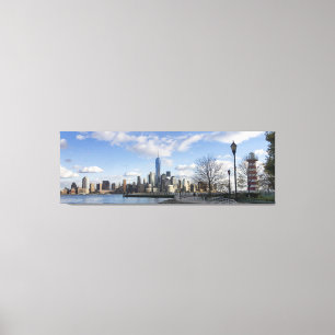 Lower Manhattan Skyline mit Lighthouse Triptych Leinwanddruck