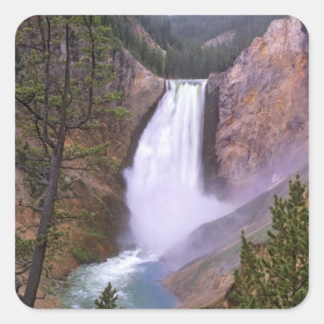 Lower Yellowstone Falls, Grand Canyon of Quadratischer Aufkleber (Vorderseite)