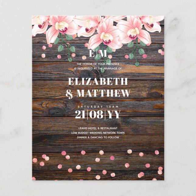 Lowest Budget Wedding FLYERS Rustic Pink Flowers Flyer (Vorne)