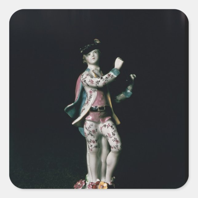 Lowestoft Figur eines Jungen, der ein Dreieck spie Quadratischer Aufkleber (Vorderseite)