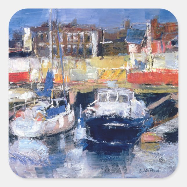 Lowestoft Harbour View Quadratischer Aufkleber (Vorderseite)