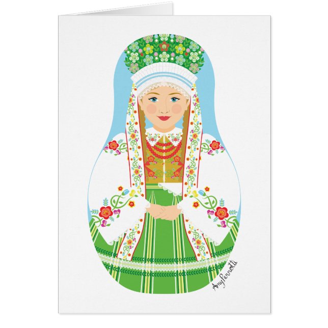 Łowicz Pole Bride Matryoshka Card (Vorne)