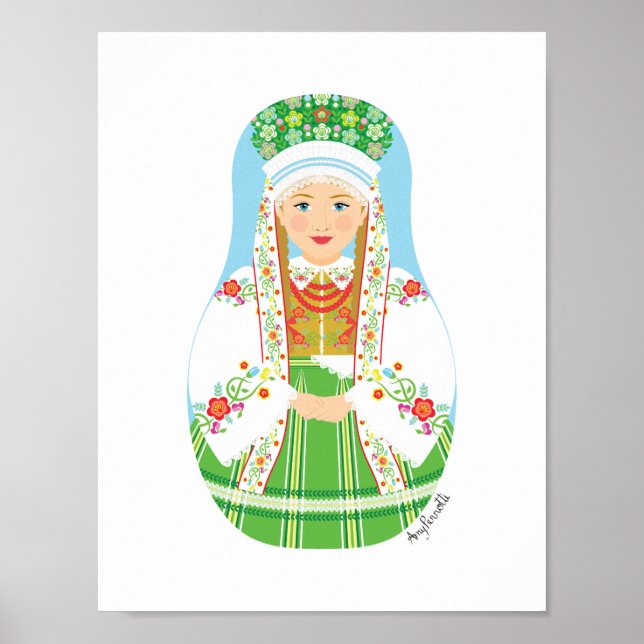 Łowicz Pole Bride Matryoshka Poster (Vorne)