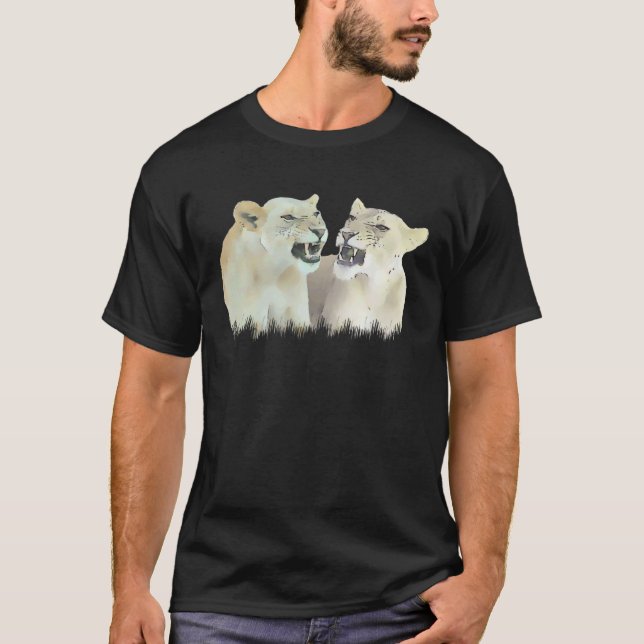 Löwin Löwin Raubkatze Katze Afrika T-Shirt (Vorderseite)
