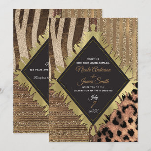 Löwin Safari Chic Dschungel Glamour Moderne Hochze Einladung