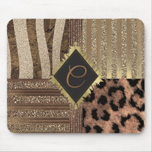 Löwin Safari Chic Dschungel Gold Moderner Glanz Mousepad