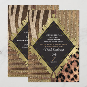 Löwin Safari Dschungel Glamour Moderne Brautparty Einladung