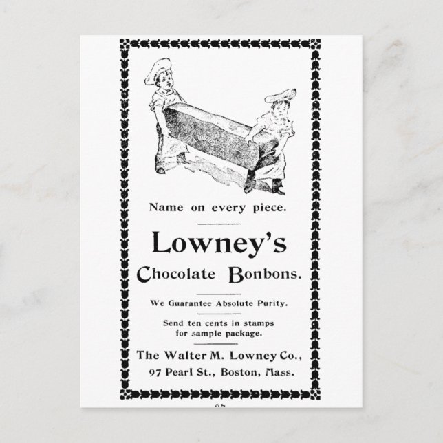 Lowney's Chocolate Bonbons Postkarte (Vorderseite)