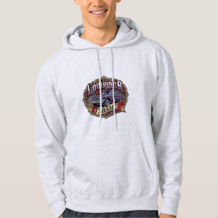 Lowrider Classic Purple Car Roses Pullover Hoodie