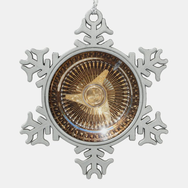 Lowrider-Draht dreht Schneeflocke-gerahmte Schneeflocken Zinn-Ornament (Vorderseite)