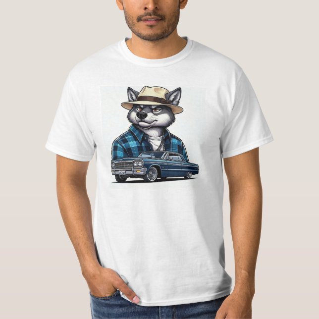 Lowrider-Wolf-T-Shirt T-Shirt (Vorderseite)