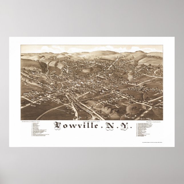 Lowville, NY Panoramic Map - 1885 Poster (Vorne)