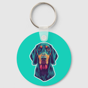 Loyal Glow - Lebhafter Bluetick Coonhound Pop Art Schlüsselanhänger