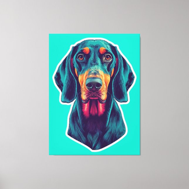 Loyal Glow – Vibrant Bluetick Coonhound Pop Art Leinwanddruck (Vorderseite)