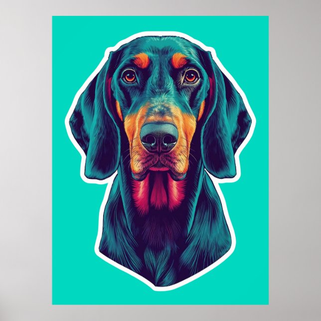 Loyal Glow – Vibrant Bluetick Coonhound Pop Art Poster (Vorne)