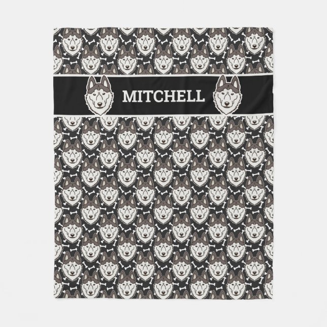 Loyal Siberian Husky Arctic Sled Dog Pet Puppy Fleecedecke (Vorderseite)