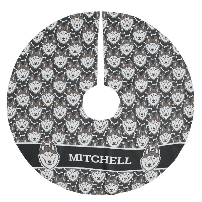 Loyal Siberian Husky Arctic Sled Dog Pet Puppy Polyester Weihnachtsbaumdecke (Vorderseite)