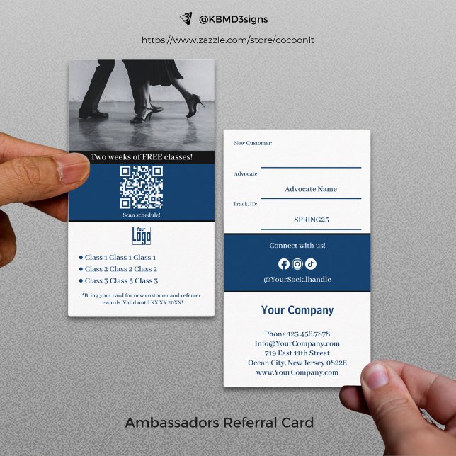 Loyale Kunden zu Botschaftern Blue & White machen Empfehlungskarte (Turn Loyal Customers into Ambassadors Blue & White Referral Card)