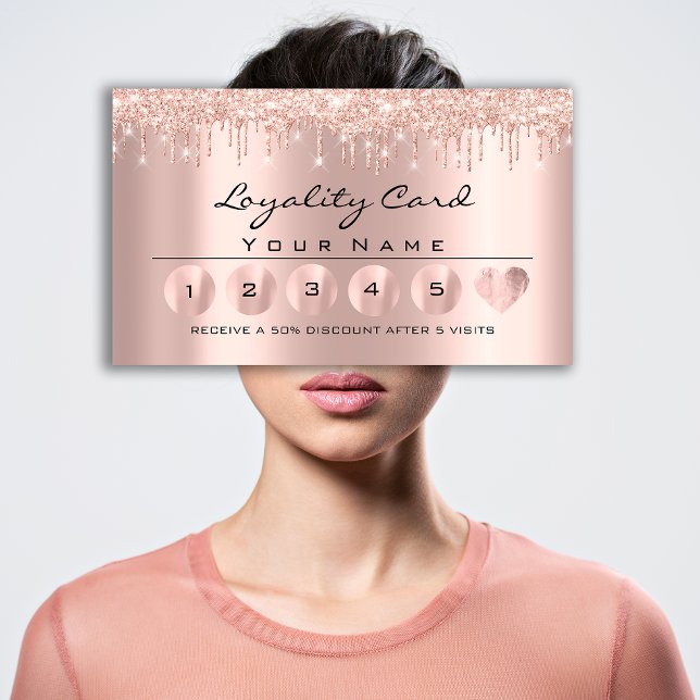 Loyalien 6 Östhetiker MAKEUP Rose Tropfen Herzerkr Visitenkarte (Loyaliy 6 Esthetician MAKEUP Rose Drips Heart Lash Business Card)