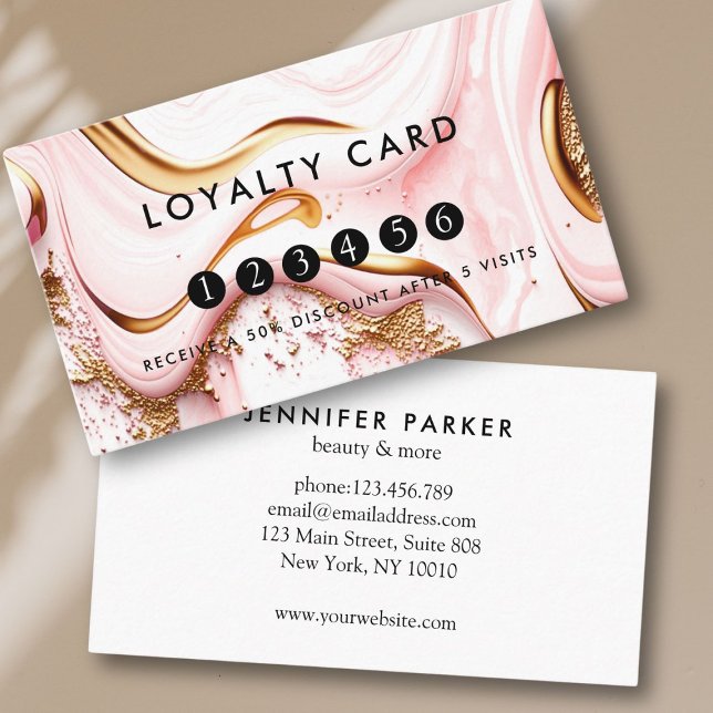 Loyalität 5 Nails Lashes Beauty Glitzer Gold Visitenkarte (Loyalty 5 Nails Lashes Beauty Glitter Gold Business Card)