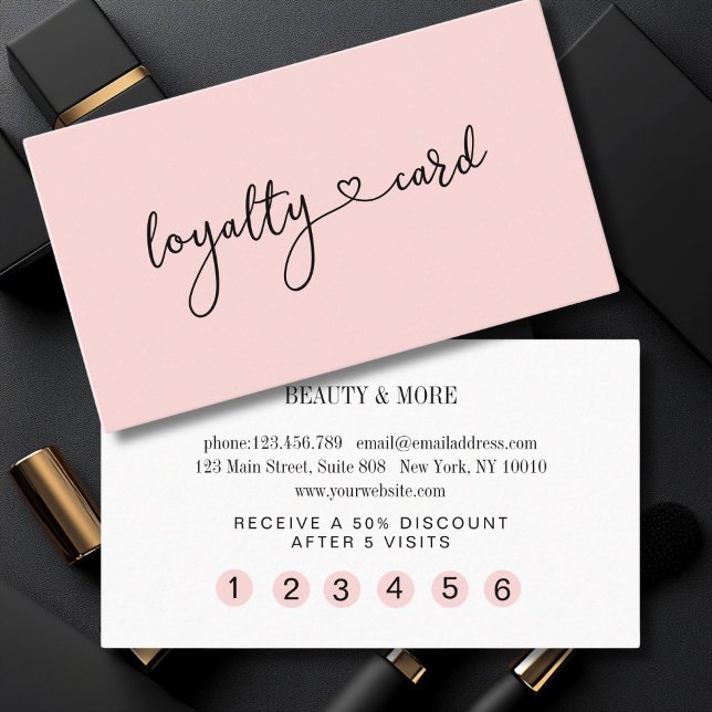 Loyalität 5 Nails Lashes Beauty Visitenkarte (Personalized Loyalty 5 Nails Lashes Beauty Business Card)