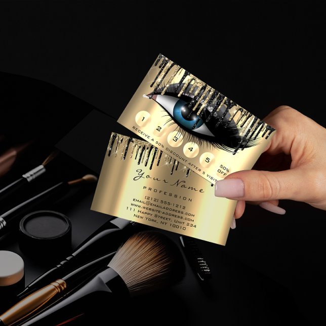 Loyalität 6 Makeup Makeup Eyelash Gold Grau Tropfe Visitenkarte (Von Creator hochgeladen)