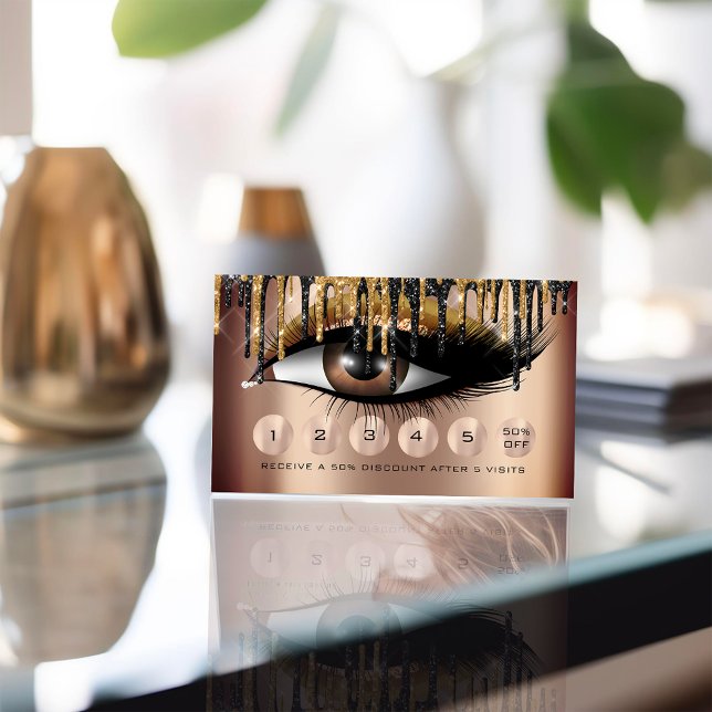 Loyalität 6 Makeup Makeup Eyelash Gold Skinny Trop Visitenkarte (Loyalty 6 Makeup Makeup Eyelash Gold Skinny Drips Business Card)