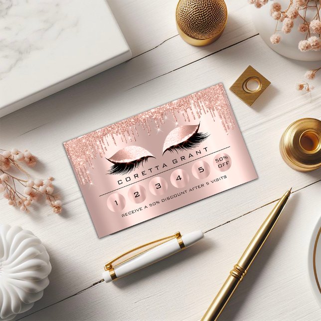 Loyalität 6 Makeutische Esthetikerin Eyelash Rose  Visitenkarte (Loyalty 6 Makeup Esthetician Eyelash Rose Drips Business Card)