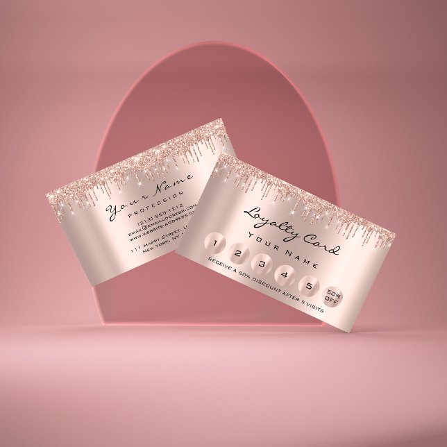 Loyalität 6 Makeutische Esthetikerin Eyelash Rose  Visitenkarte (Loyalty 6 Makeup Esthetician Eyelash Rose Drips Business Card)