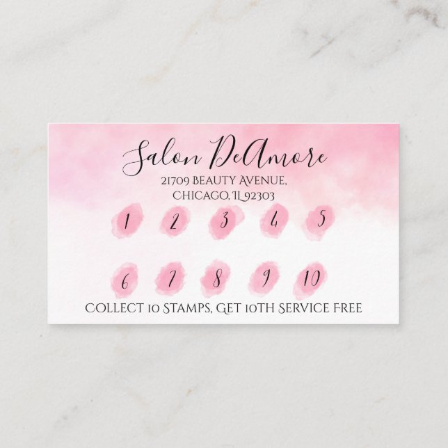 Loyalität/Briefmarke-Karte Girl mit Braid Pink Was Visitenkarte (Rückseite)