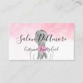 Loyalität/Briefmarke-Karte Girl mit Braid Pink Was Visitenkarte