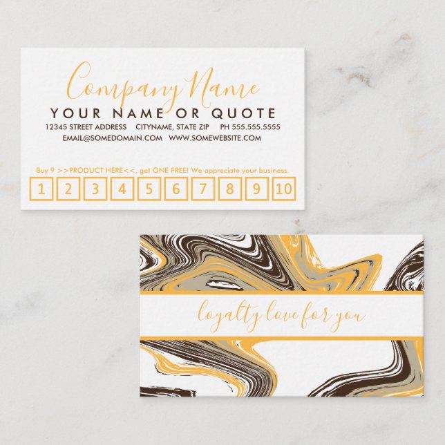 Loyalität der Orange- und Schokoladenstriche Treuekarte (Vorne/Hinten)