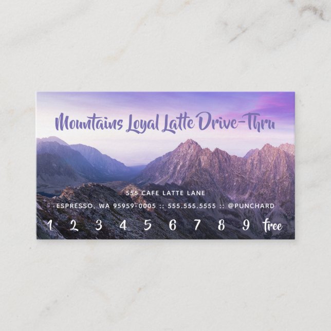 Loyalität Latte Antrieb-Durch lila GebirgsFoto Treuekarte (Vorderseite)