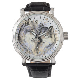 Loyalität und Liebe in freier Wildbahn (Wolf-Liebe Armbanduhr