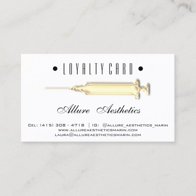 Loyalitätskarte 6 Punch Beauty Health Spritze Gold Treuekarte (Vorderseite)