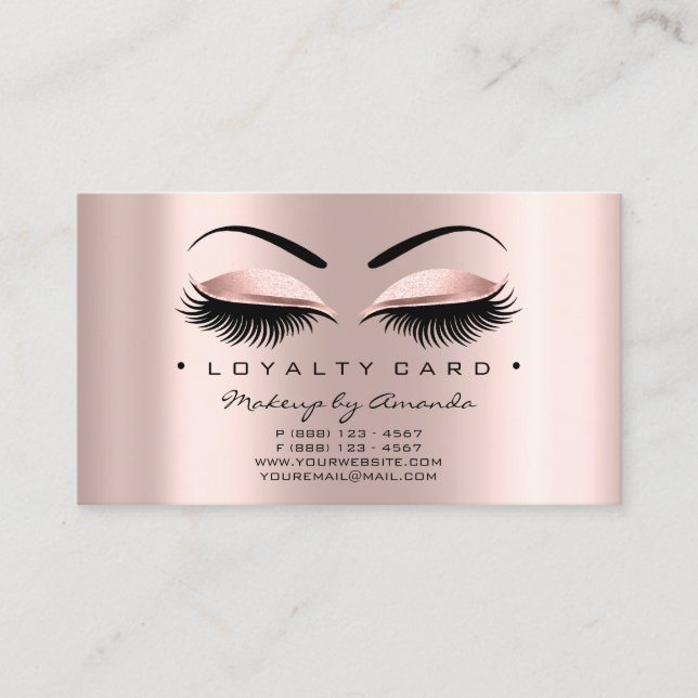 Loyalitätskarte 6 Punch Makeup Lashes Rose Treuekarte (Vorderseite)