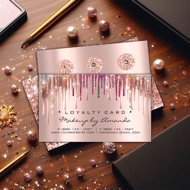 Loyalitätskarte 6 Strich Makeup Unicorn HolographR Treuekarte (Loyalty Card 6 Punch Makeup Unicorn HolographRose)