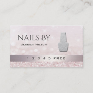 Loyalitätskarte glittery bokeh helle Nagellack Treuekarte