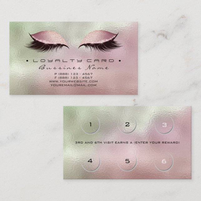 Loyalitätskarte Schönheitssalon Makeup Rose Grün Treuekarte (Vorne/Hinten)