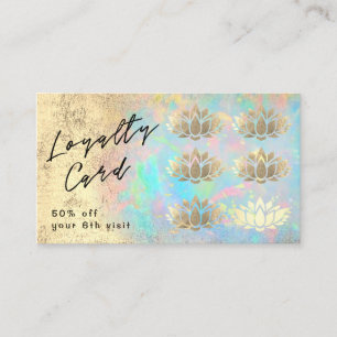 Loyalitätskarten-Imitate Goldfolie-Lotus auf Opal- Visitenkarte