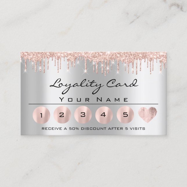 Loyaliy 6 Esthetician Rose Tropfens Gray Heart Las Visitenkarte (Vorderseite)